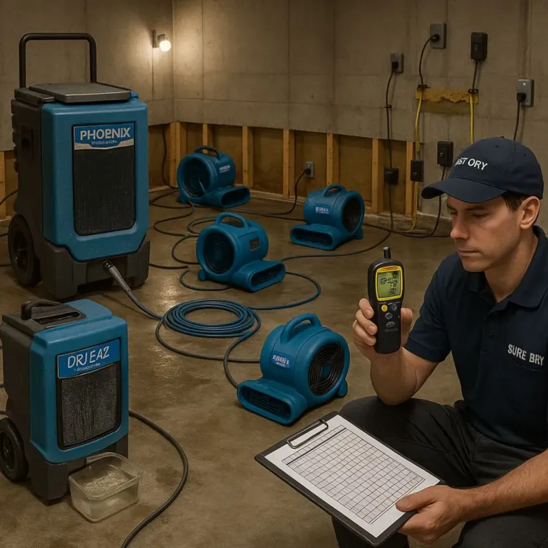 Structural Drying and Dehumidification process in Newfield, NJ